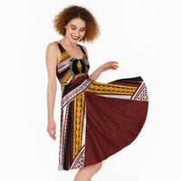 Personalised Tonga Beulah College Midi Dress Polynesian Ngatu Tribal - Polynesian Pride