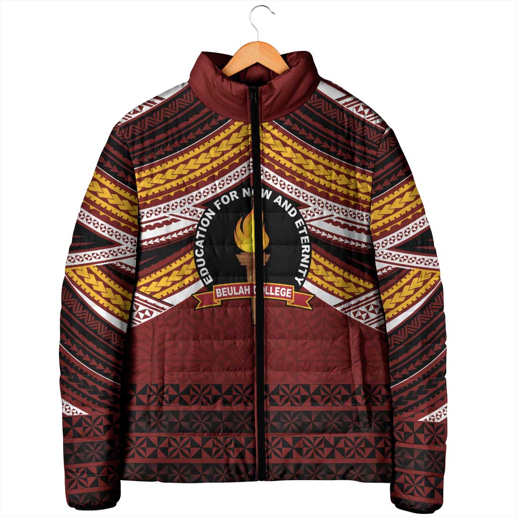 Personalised Tonga Beulah College Padded Jacket Polynesian Ngatu Tribal - Polynesian Pride
