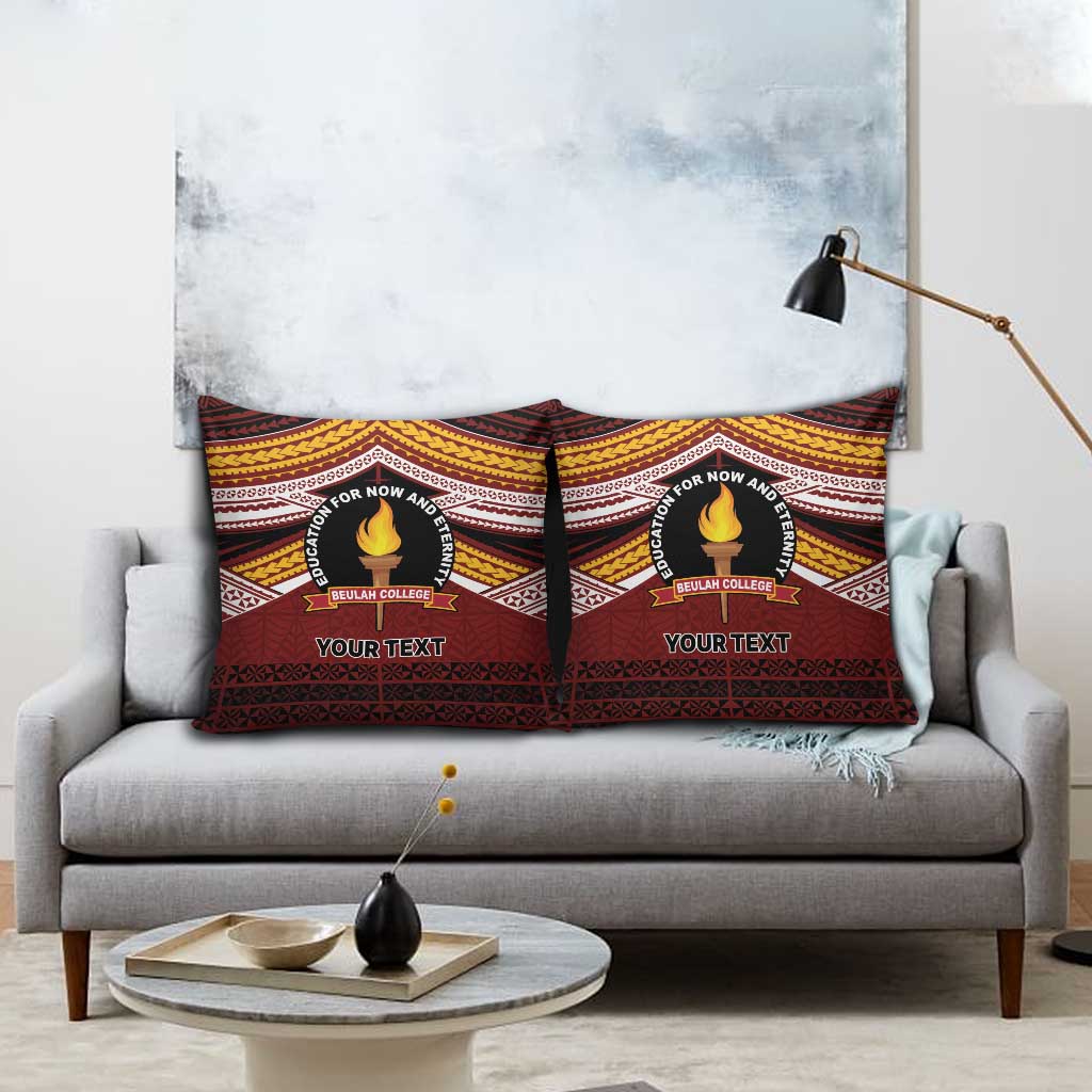 Personalised Tonga Beulah College Pillow Cover Polynesian Ngatu Tribal - Polynesian Pride