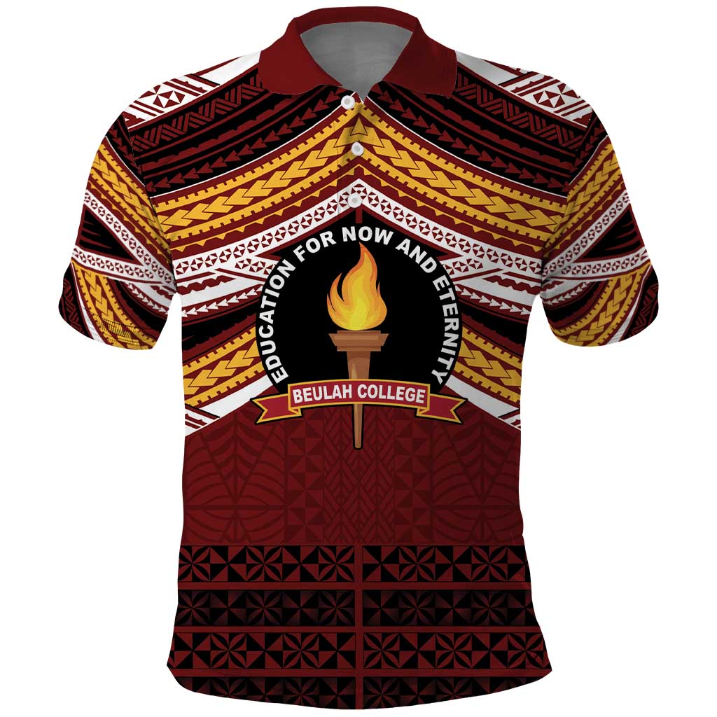 Personalised Tonga Beulah College Polo Shirt Polynesian Ngatu Tribal