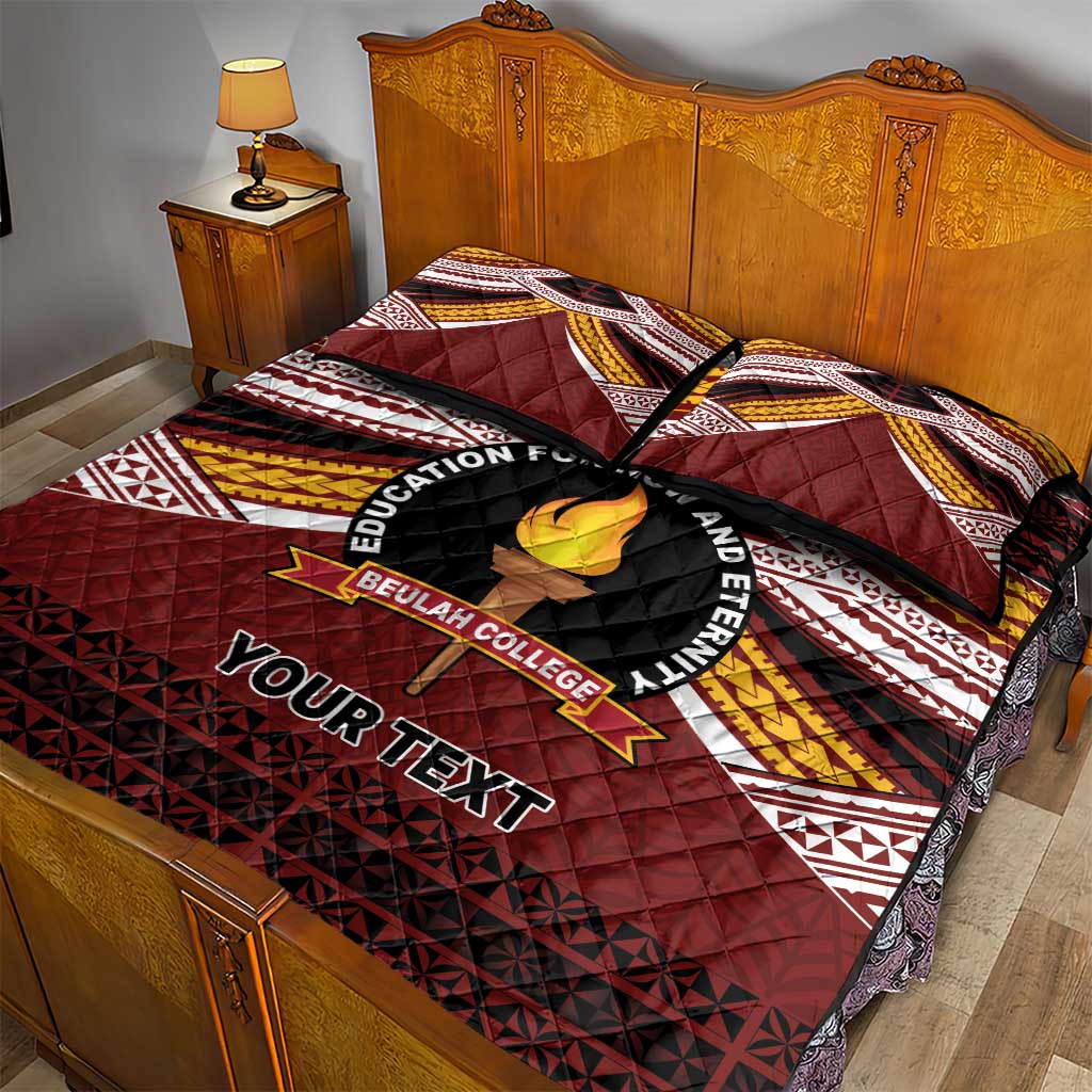 Personalised Tonga Beulah College Quilt Bed Set Polynesian Ngatu Tribal