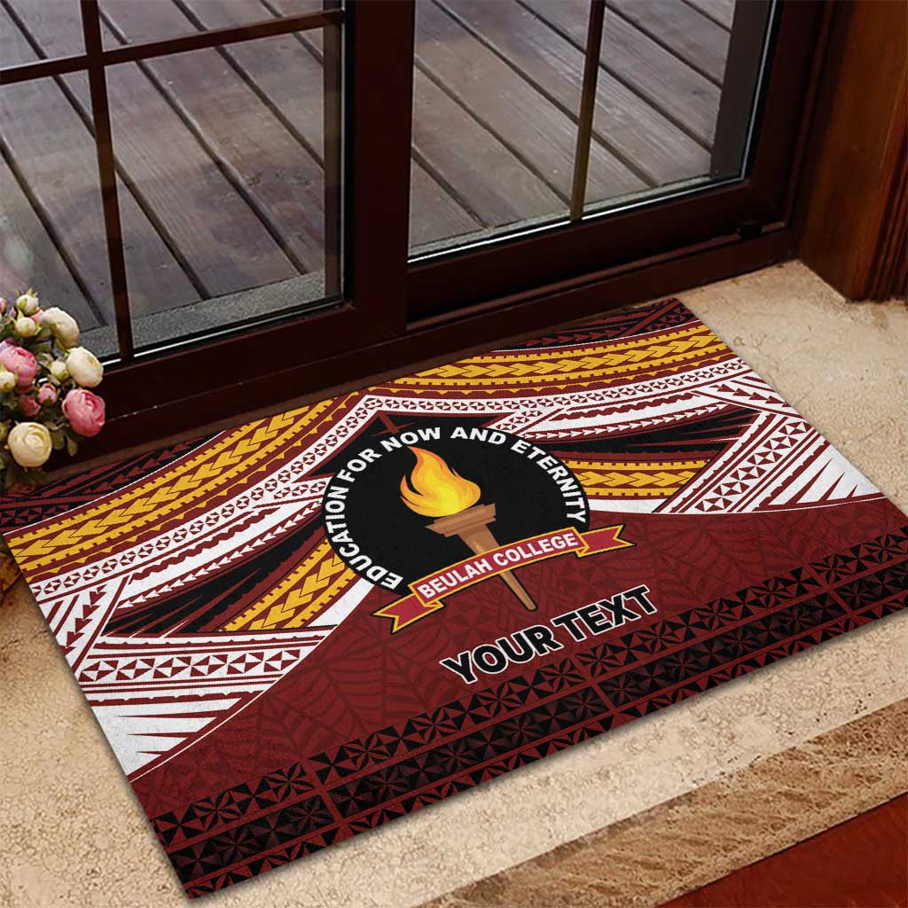 Personalised Tonga Beulah College Rubber Doormat Polynesian Ngatu Tribal