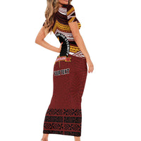 Personalised Tonga Beulah College Short Sleeve Bodycon Dress Polynesian Ngatu Tribal