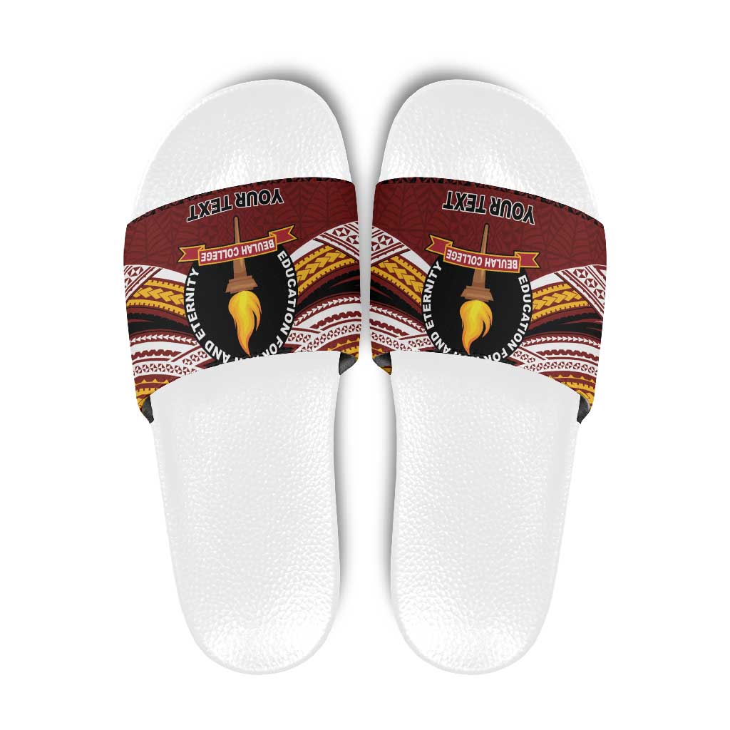 Personalised Tonga Beulah College Slide Sandals Polynesian Ngatu Tribal - Polynesian Pride