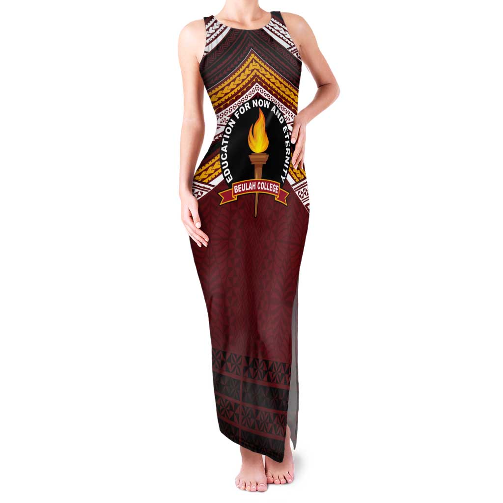 Personalised Tonga Beulah College Tank Maxi Dress Polynesian Ngatu Tribal