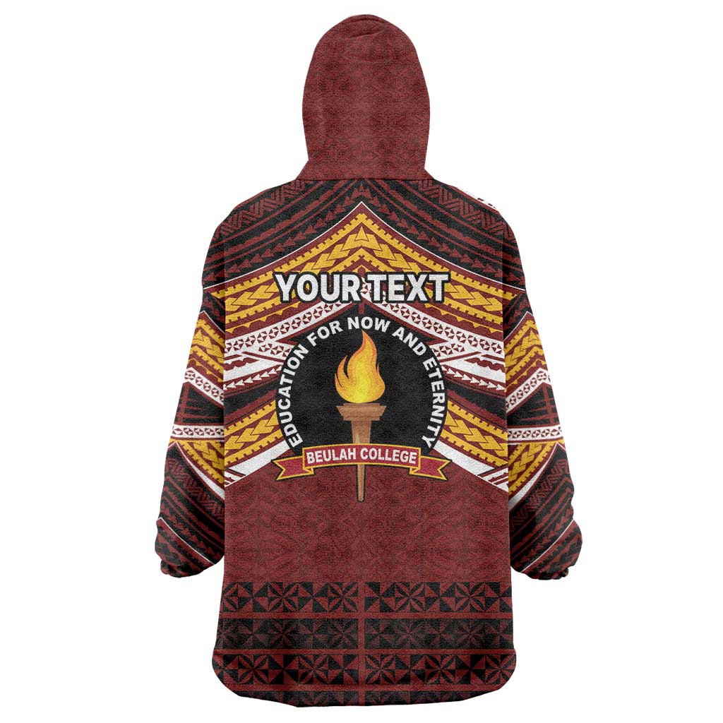 Personalised Tonga Beulah College Wearable Blanket Hoodie Polynesian Ngatu Tribal