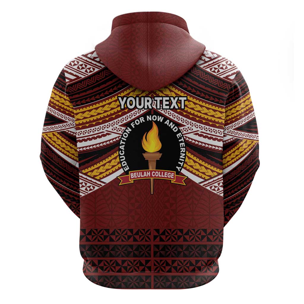 Personalised Tonga Beulah College Zip Hoodie Polynesian Ngatu Tribal