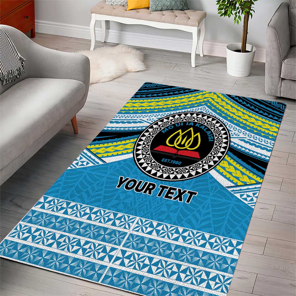 Personalised Tonga Lavengamalie College Area Rug Polynesian Ngatu Tribal