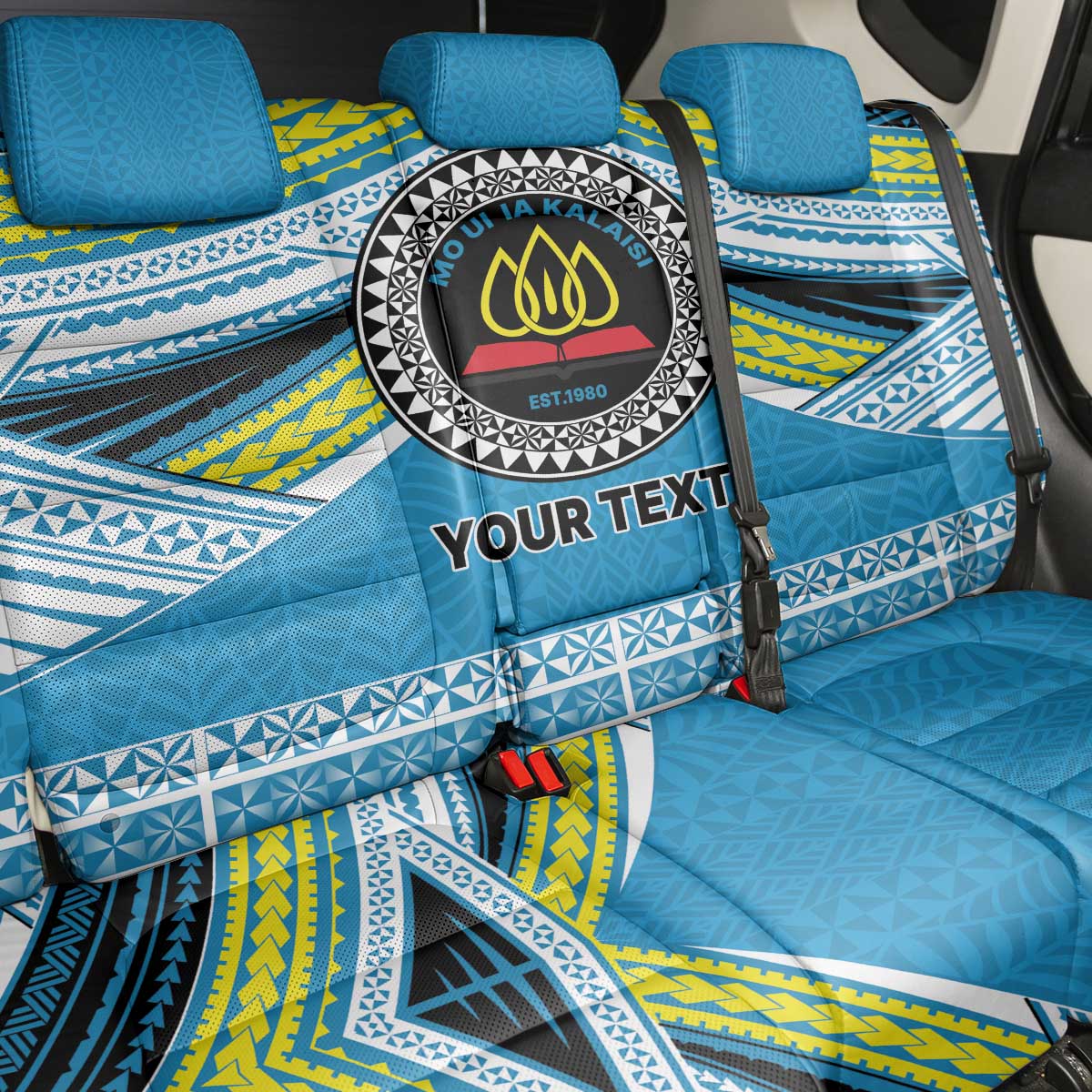 Personalised Tonga Lavengamalie College Back Car Seat Cover Polynesian Ngatu Tribal