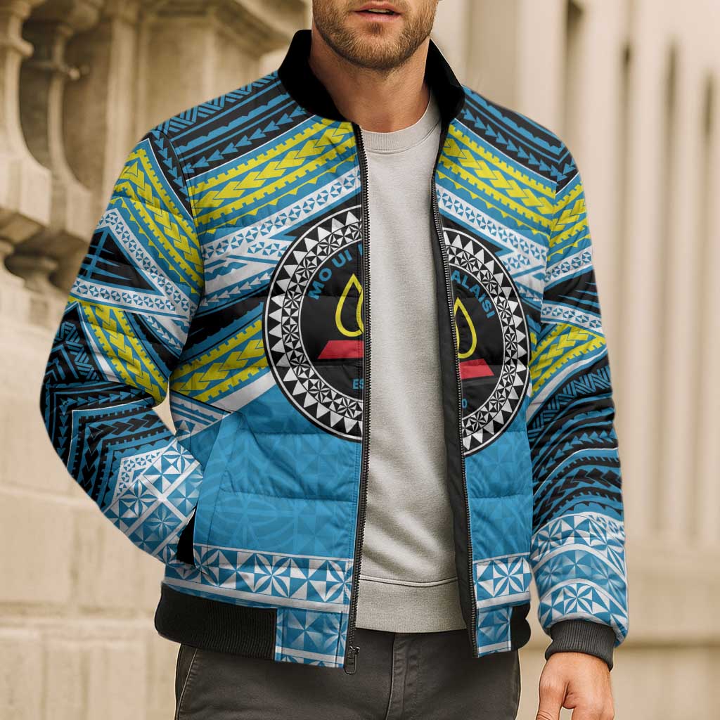Personalised Tonga Lavengamalie College Bomber Puffer Jacket Polynesian Ngatu Tribal - Polynesian Pride