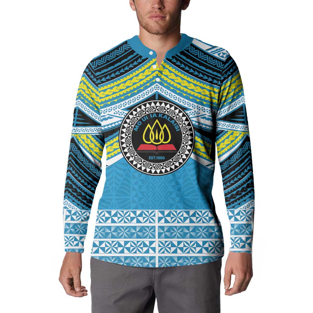 Personalised Tonga Lavengamalie College Button Sweatshirt Polynesian Ngatu Tribal