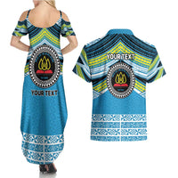 Personalised Tonga Lavengamalie College Couples Matching Summer Maxi Dress and Hawaiian Shirt Polynesian Ngatu Tribal