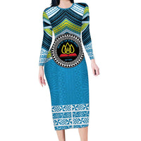 Personalised Tonga Lavengamalie College Family Matching Long Sleeve Bodycon Dress and Hawaiian Shirt Polynesian Ngatu Tribal