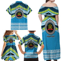Personalised Tonga Lavengamalie College Family Matching Off Shoulder Maxi Dress and Hawaiian Shirt Polynesian Ngatu Tribal