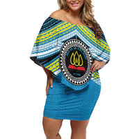 Personalised Tonga Lavengamalie College Family Matching Off Shoulder Short Dress and Hawaiian Shirt Polynesian Ngatu Tribal