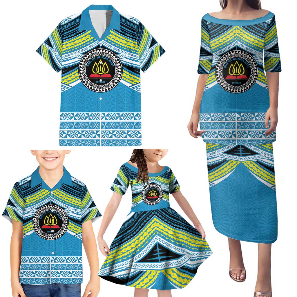 Personalised Tonga Lavengamalie College Family Matching Puletasi and Hawaiian Shirt Polynesian Ngatu Tribal