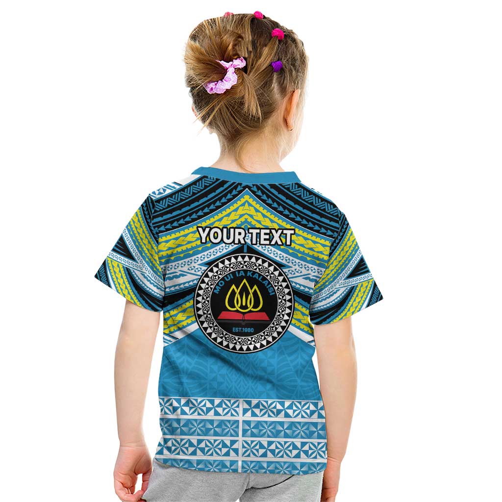 Personalised Tonga Lavengamalie College Kid T Shirt Polynesian Ngatu Tribal