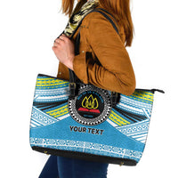 Personalised Tonga Lavengamalie College Leather Tote Bag Polynesian Ngatu Tribal