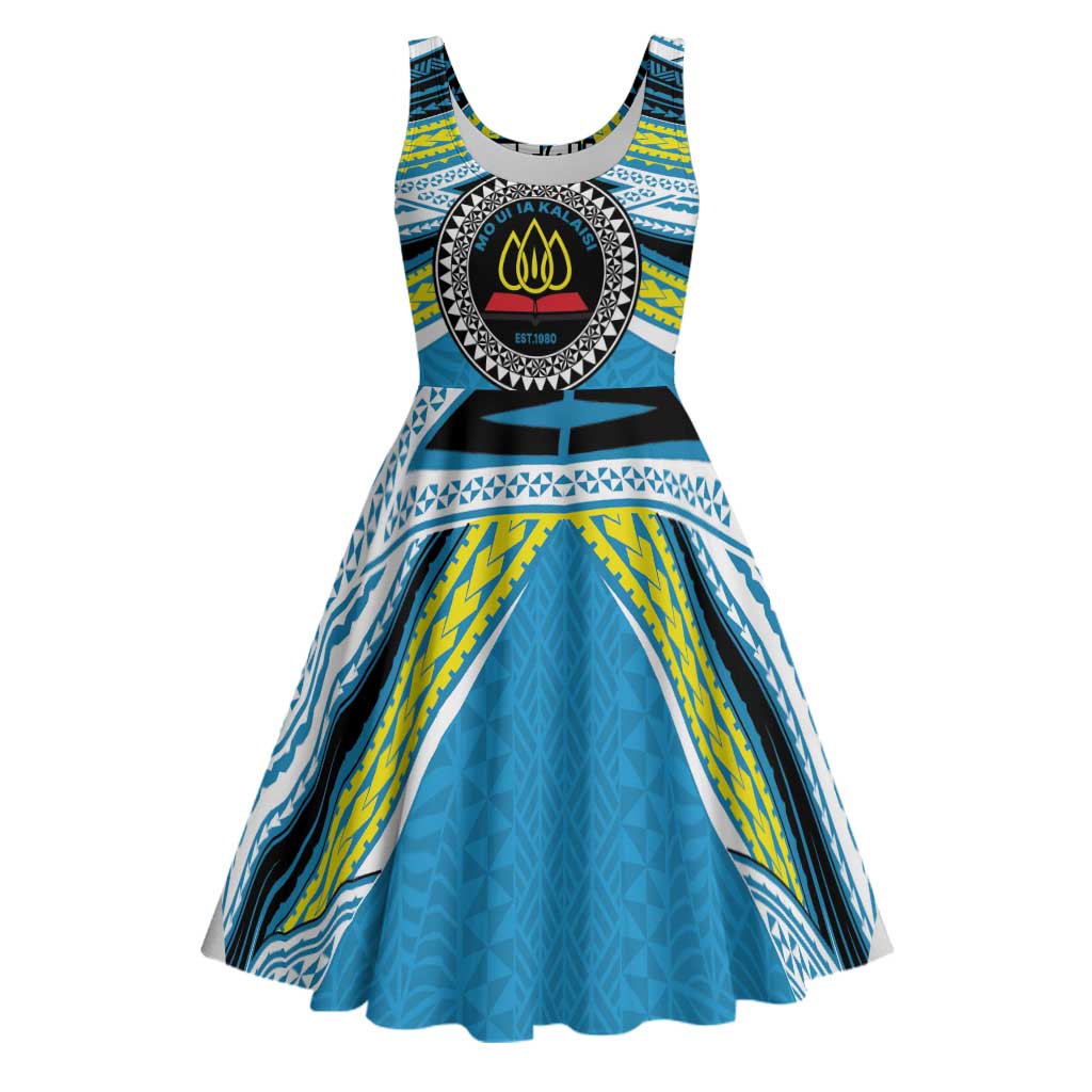 Personalised Tonga Lavengamalie College Midi Dress Polynesian Ngatu Tribal - Polynesian Pride