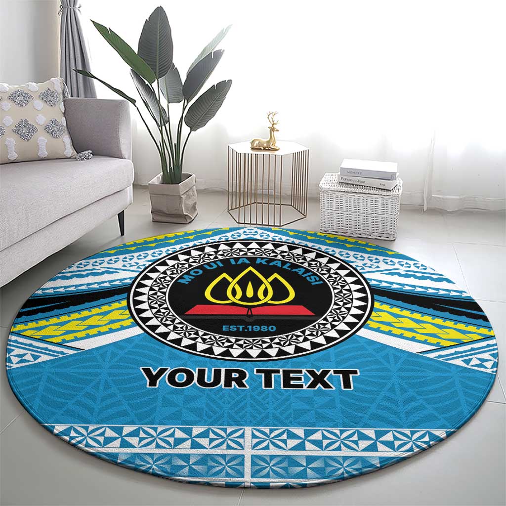 Personalised Tonga Lavengamalie College Round Carpet Polynesian Ngatu Tribal