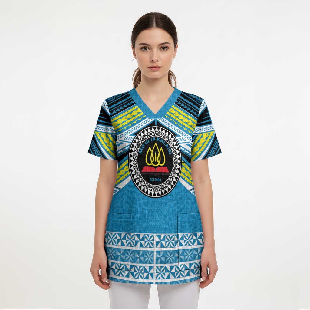 Personalised Tonga Lavengamalie College Scrub Top Polynesian Ngatu Tribal - Polynesian Pride
