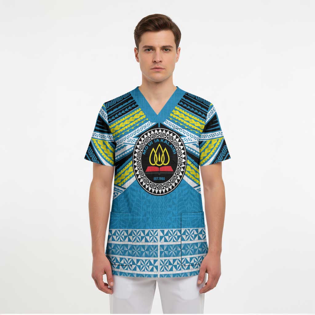 Personalised Tonga Lavengamalie College Scrub Top Polynesian Ngatu Tribal - Polynesian Pride