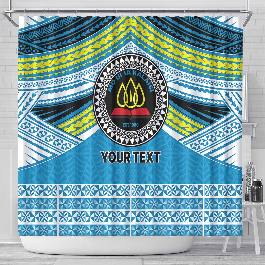 Personalised Tonga Lavengamalie College Shower Curtain Polynesian Ngatu Tribal