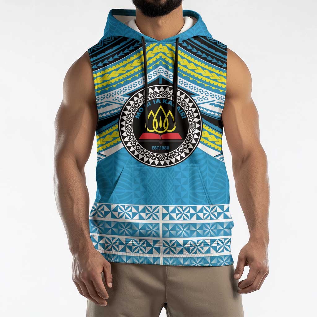 Personalised Tonga Lavengamalie College Sleeveless Hoodie Polynesian Ngatu Tribal - Polynesian Pride
