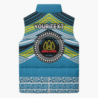 Personalised Tonga Lavengamalie College Sleeveless Puffer Jacket Polynesian Ngatu Tribal - Polynesian Pride
