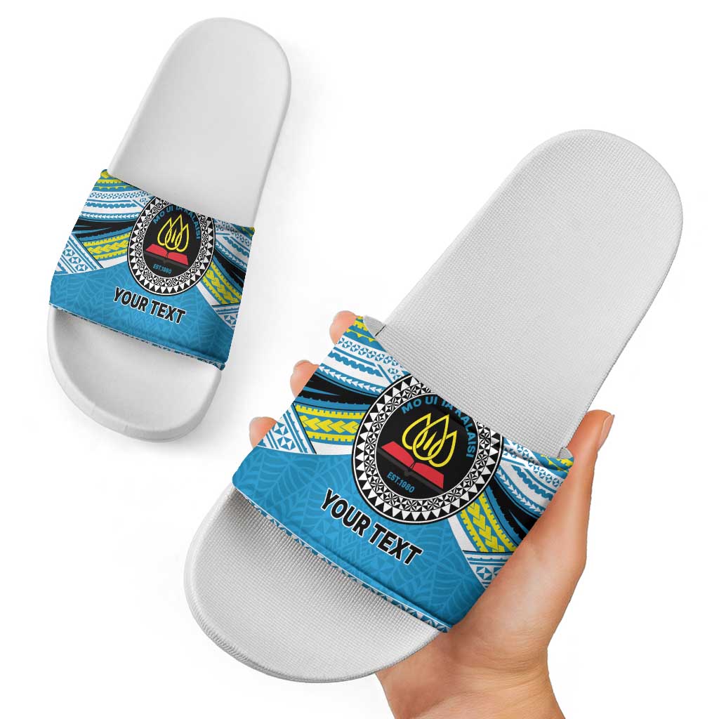 Personalised Tonga Lavengamalie College Slide Sandals Polynesian Ngatu Tribal - Polynesian Pride