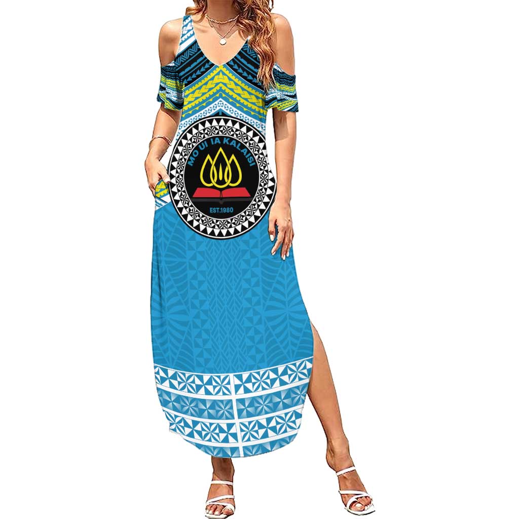 Personalised Tonga Lavengamalie College Summer Maxi Dress Polynesian Ngatu Tribal