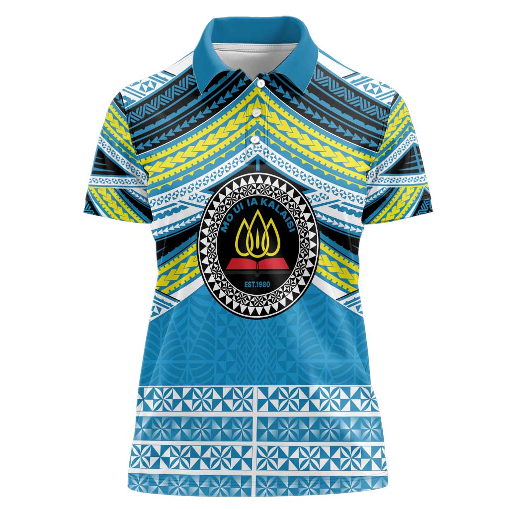 Personalised Tonga Lavengamalie College Women Polo Shirt Polynesian Ngatu Tribal