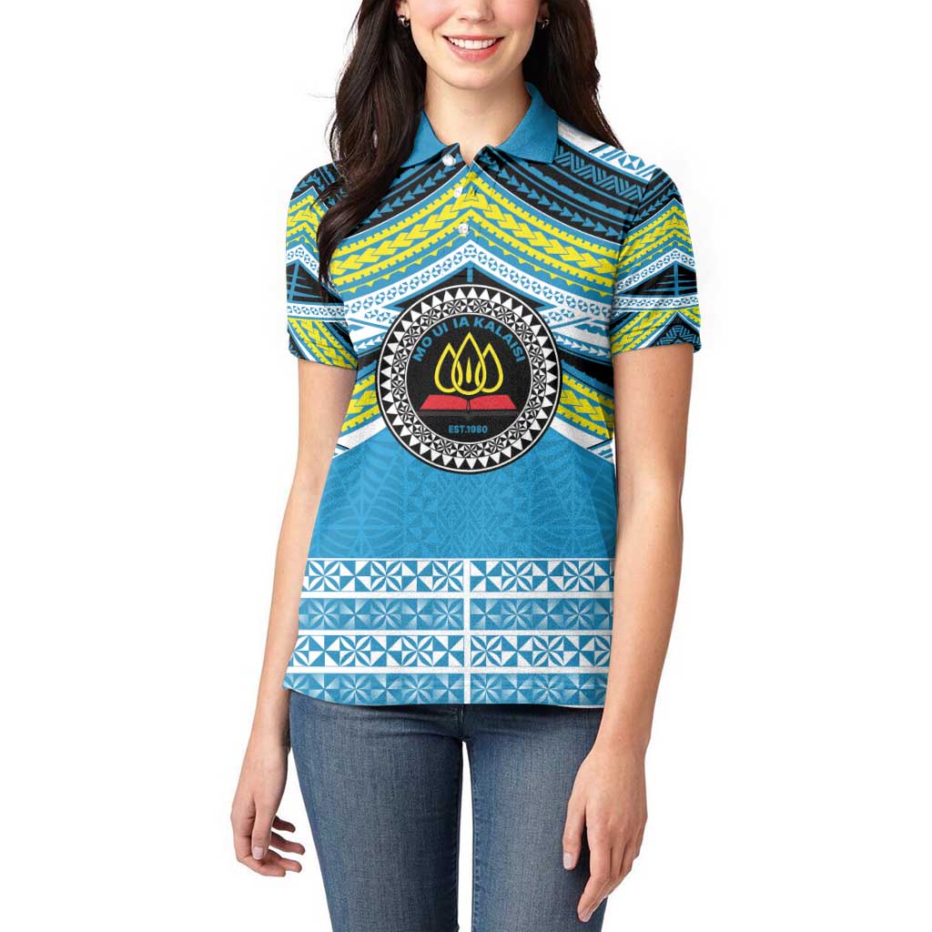 Personalised Tonga Lavengamalie College Women Polo Shirt Polynesian Ngatu Tribal