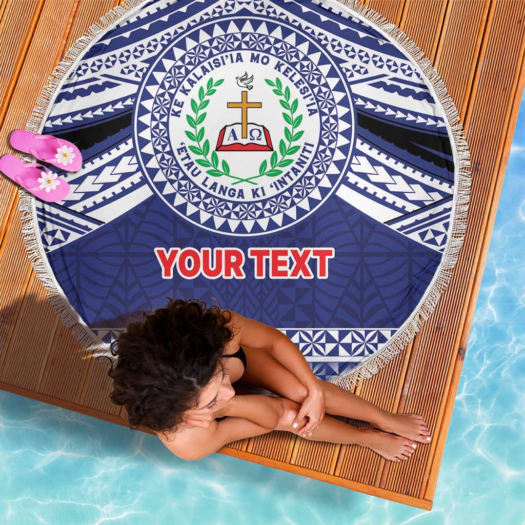 Personalised Tonga Sia'atoutai Theological College Beach Blanket Polynesian Ngatu Tribal