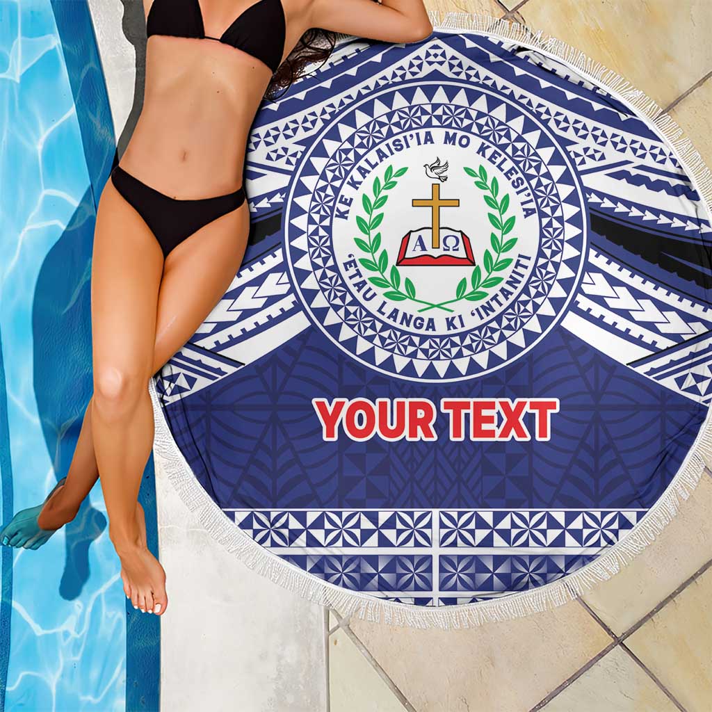 Personalised Tonga Sia'atoutai Theological College Beach Blanket Polynesian Ngatu Tribal