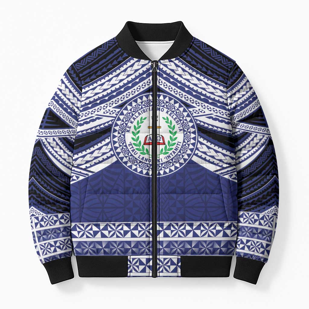 Personalised Tonga Sia'atoutai Theological College Bomber Puffer Jacket Polynesian Ngatu Tribal - Polynesian Pride