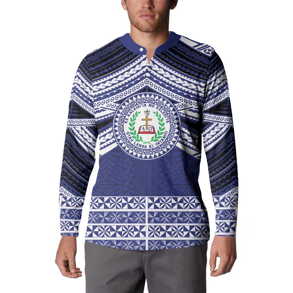 Personalised Tonga Sia'atoutai Theological College Button Sweatshirt Polynesian Ngatu Tribal