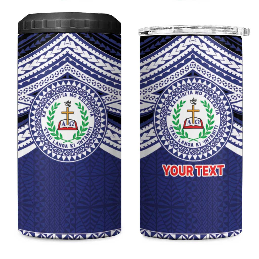 Personalised Tonga Sia'atoutai Theological College 4 in 1 Can Cooler Tumbler Polynesian Ngatu Tribal