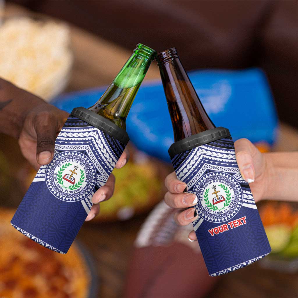 Personalised Tonga Sia'atoutai Theological College 4 in 1 Can Cooler Tumbler Polynesian Ngatu Tribal