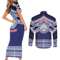 Personalised Tonga Sia'atoutai Theological College Couples Matching Short Sleeve Bodycon Dress and Long Sleeve Button Shirt Polynesian Ngatu Tribal