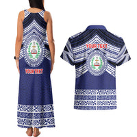 Personalised Tonga Sia'atoutai Theological College Couples Matching Tank Maxi Dress and Hawaiian Shirt Polynesian Ngatu Tribal