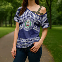 Personalised Tonga Sia'atoutai Theological College Cross Shoulder Shirt Polynesian Ngatu Tribal - Polynesian Pride