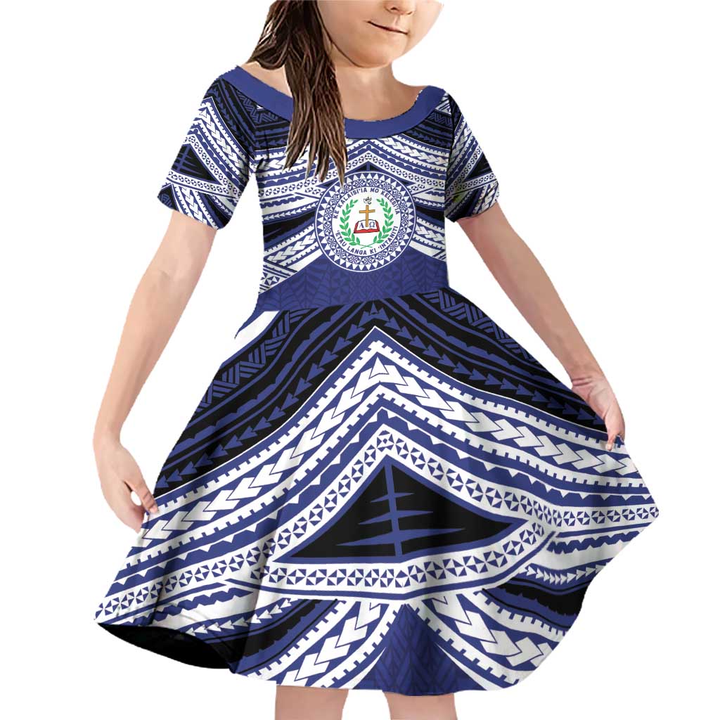 Personalised Tonga Sia'atoutai Theological College Family Matching Off Shoulder Short Dress and Hawaiian Shirt Polynesian Ngatu Tribal
