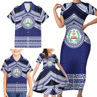 Personalised Tonga Sia'atoutai Theological College Family Matching Short Sleeve Bodycon Dress and Hawaiian Shirt Polynesian Ngatu Tribal