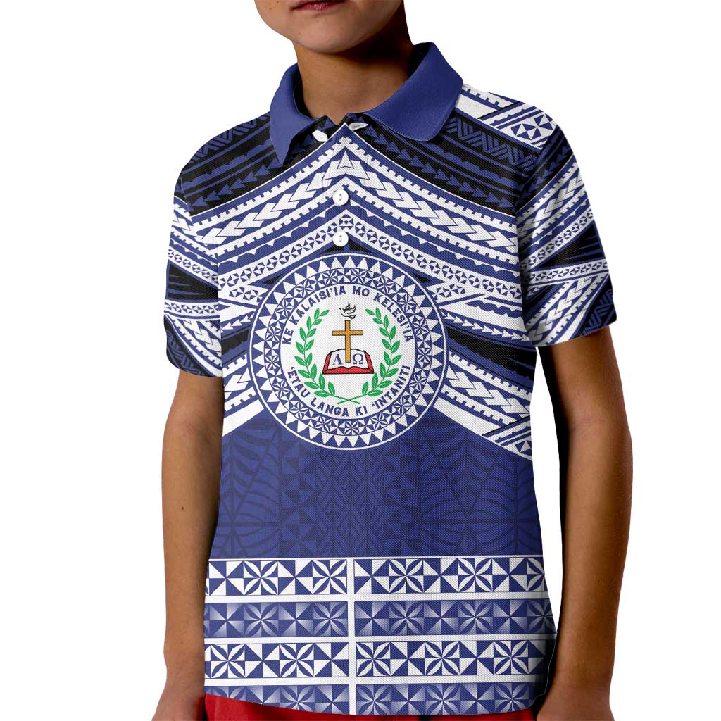 Personalised Tonga Sia'atoutai Theological College Kid Polo Shirt Polynesian Ngatu Tribal