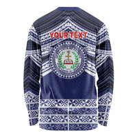 Personalised Tonga Sia'atoutai Theological College Long Sleeve Shirt Polynesian Ngatu Tribal