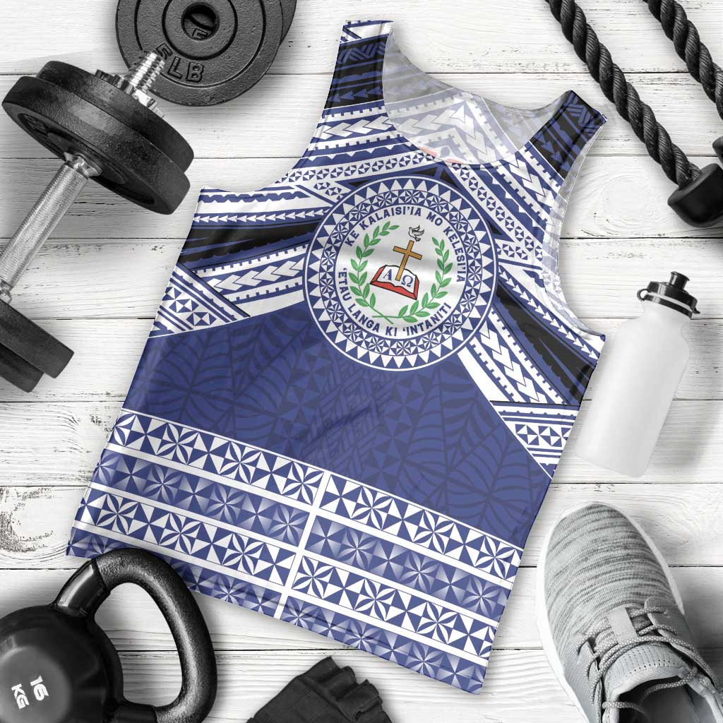 Personalised Tonga Sia'atoutai Theological College Men Tank Top Polynesian Ngatu Tribal