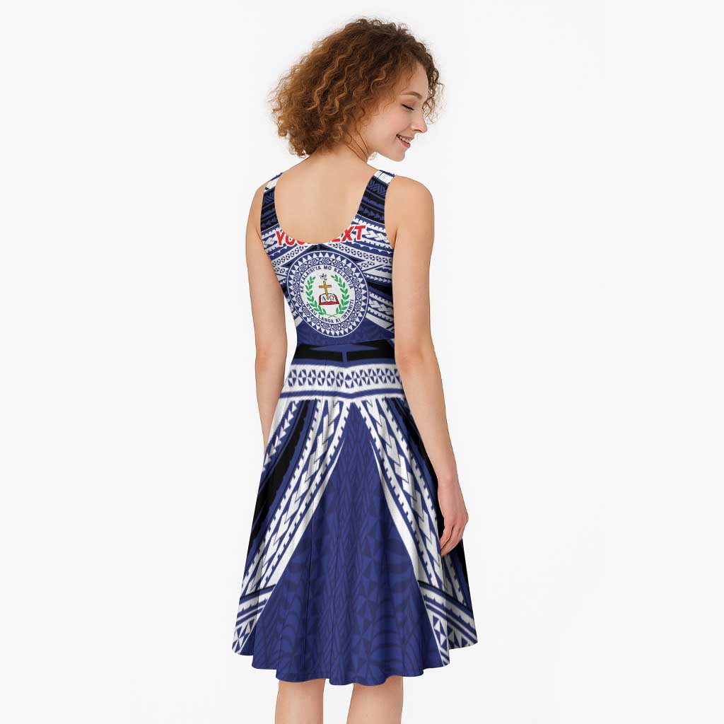 Personalised Tonga Sia'atoutai Theological College Midi Dress Polynesian Ngatu Tribal - Polynesian Pride