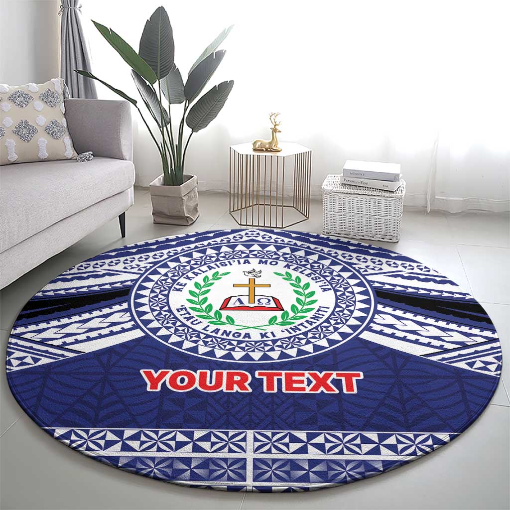 Personalised Tonga Sia'atoutai Theological College Round Carpet Polynesian Ngatu Tribal
