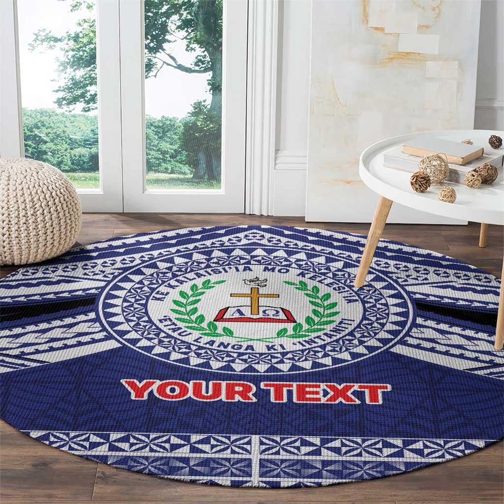 Personalised Tonga Sia'atoutai Theological College Round Carpet Polynesian Ngatu Tribal
